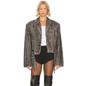 Revolve H:ours Leather Freya Jacket in Coated Vintage Black Sze Medium Brand New